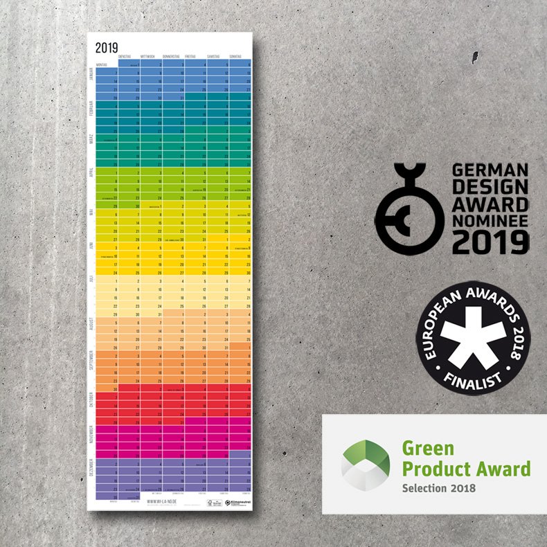 Wandkalender 2019 Regenbogen Wi-La-No