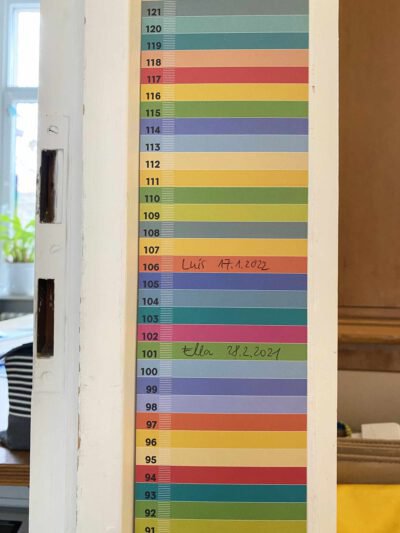 Bunte Messlatte Messleiste aus Pappe „Mannometer“ Farbvariante „multicolor“ Kinderzimmerdekoration