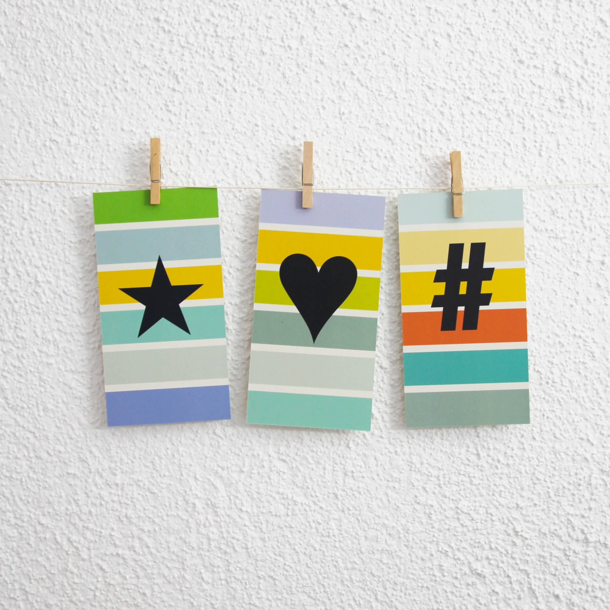 Stern, Herz, Herzchen , Raute, Hashtag, Sonderzeichen im Wi-La-No-Streifendesign