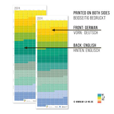 2024 Wallplanner Wandkalender „Polar“ Grün Türkis Gelb Jahresplaner 2024