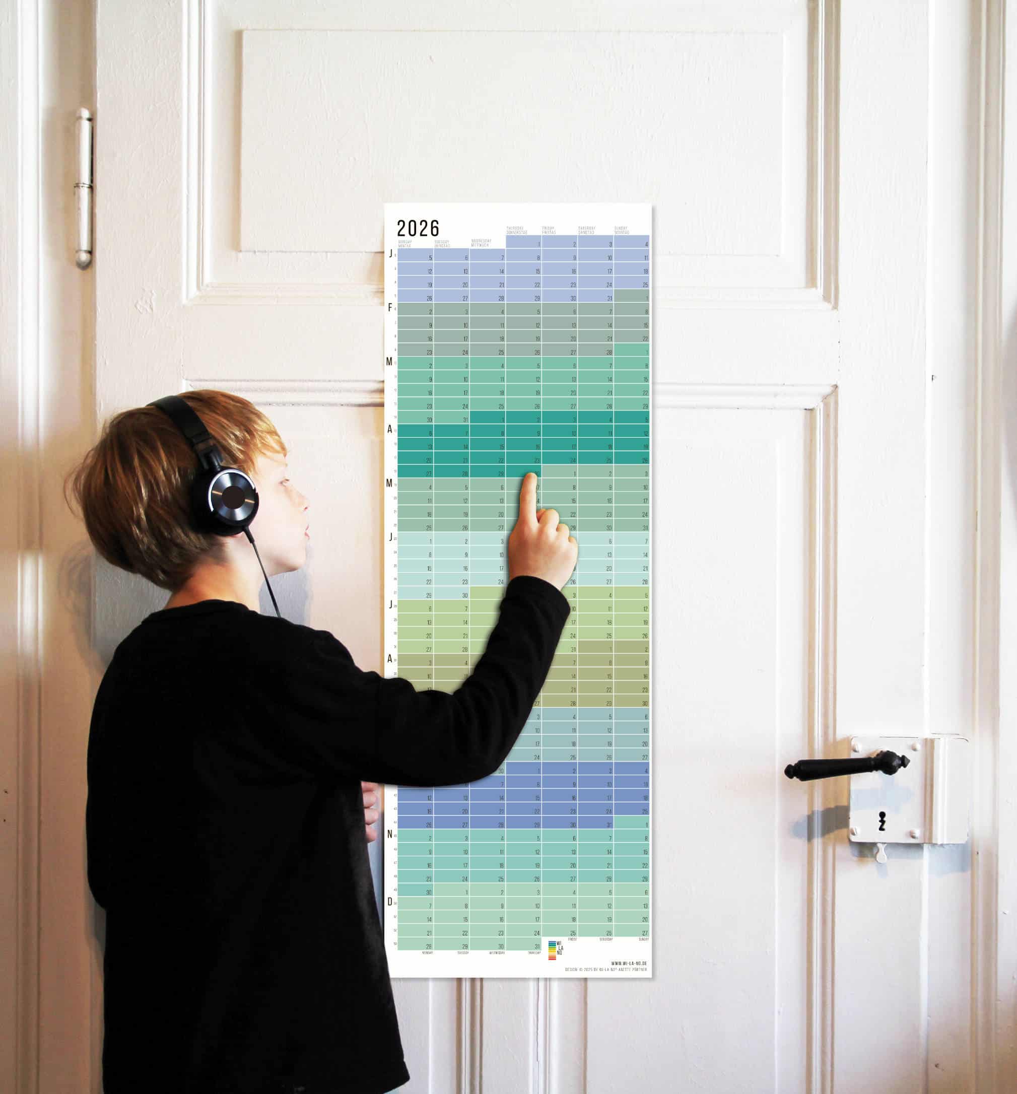 Wandkalender 2026 von Wi-La-No Pastell Kalender Jahresplaner 2026 Homeoffice Wallplanner Designkalender