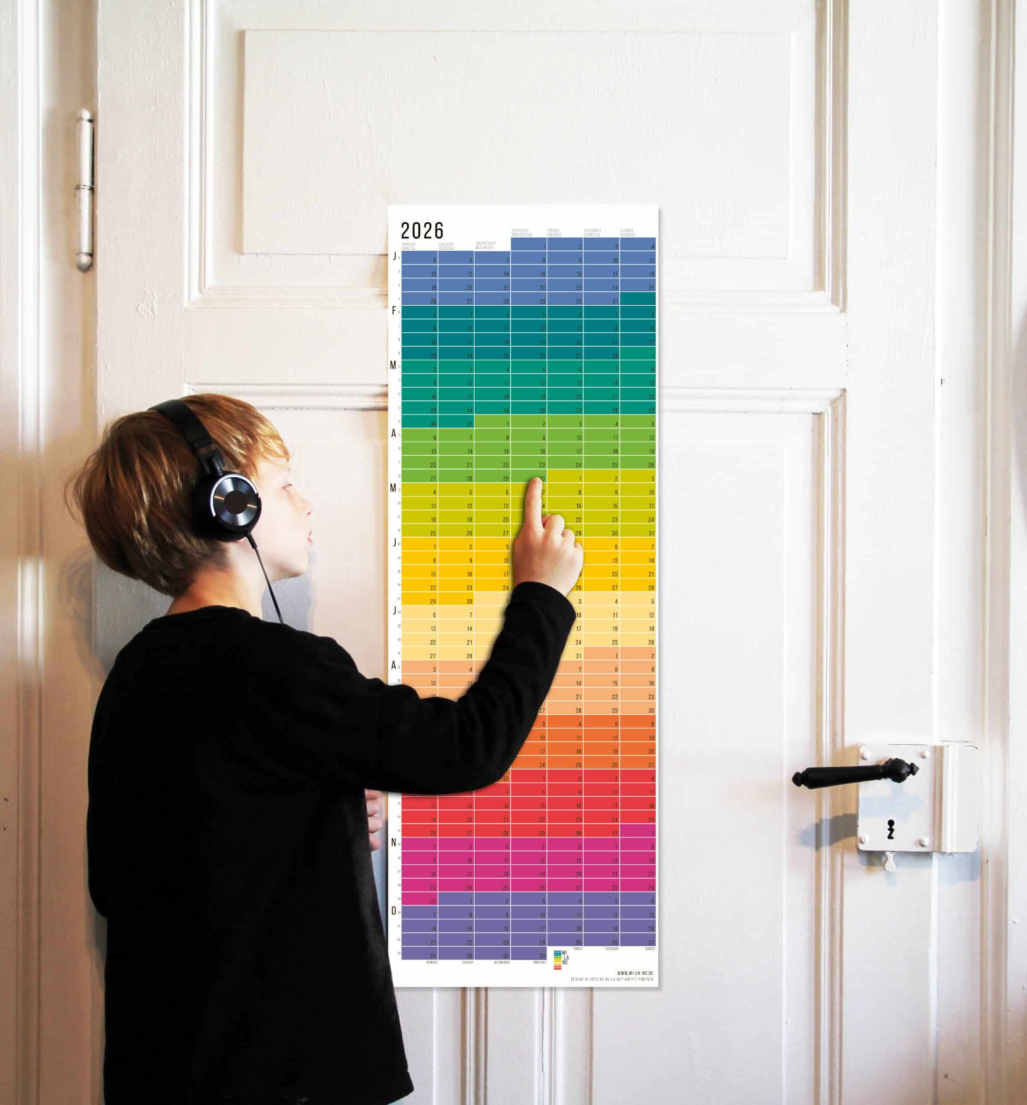 Wandkalender 2026 von Wi-La-No Rainbow Kalender Jahresplaner 2026 Homeoffice Wallplanner Designkalender