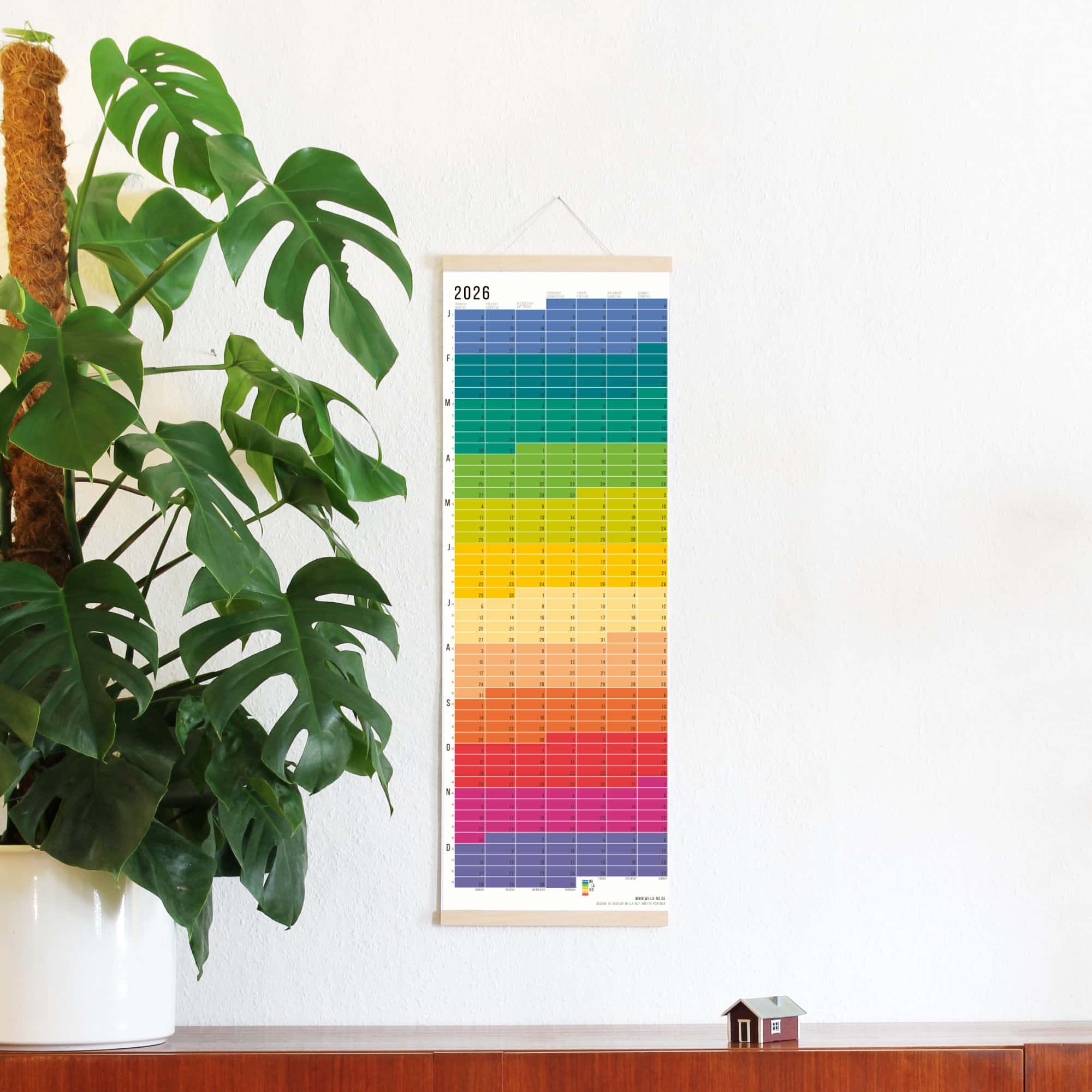 Wandkalender 2026 von Wi-La-No Rainbow Kalender Jahresplaner 2026 Homeoffice Wallplanner Designkalender