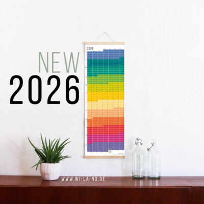 Wandkalender 2026 von Wi-La-No Regenbogen Kalender Jahresplaner 2026 Homeoffice Wallplanner Designkalender