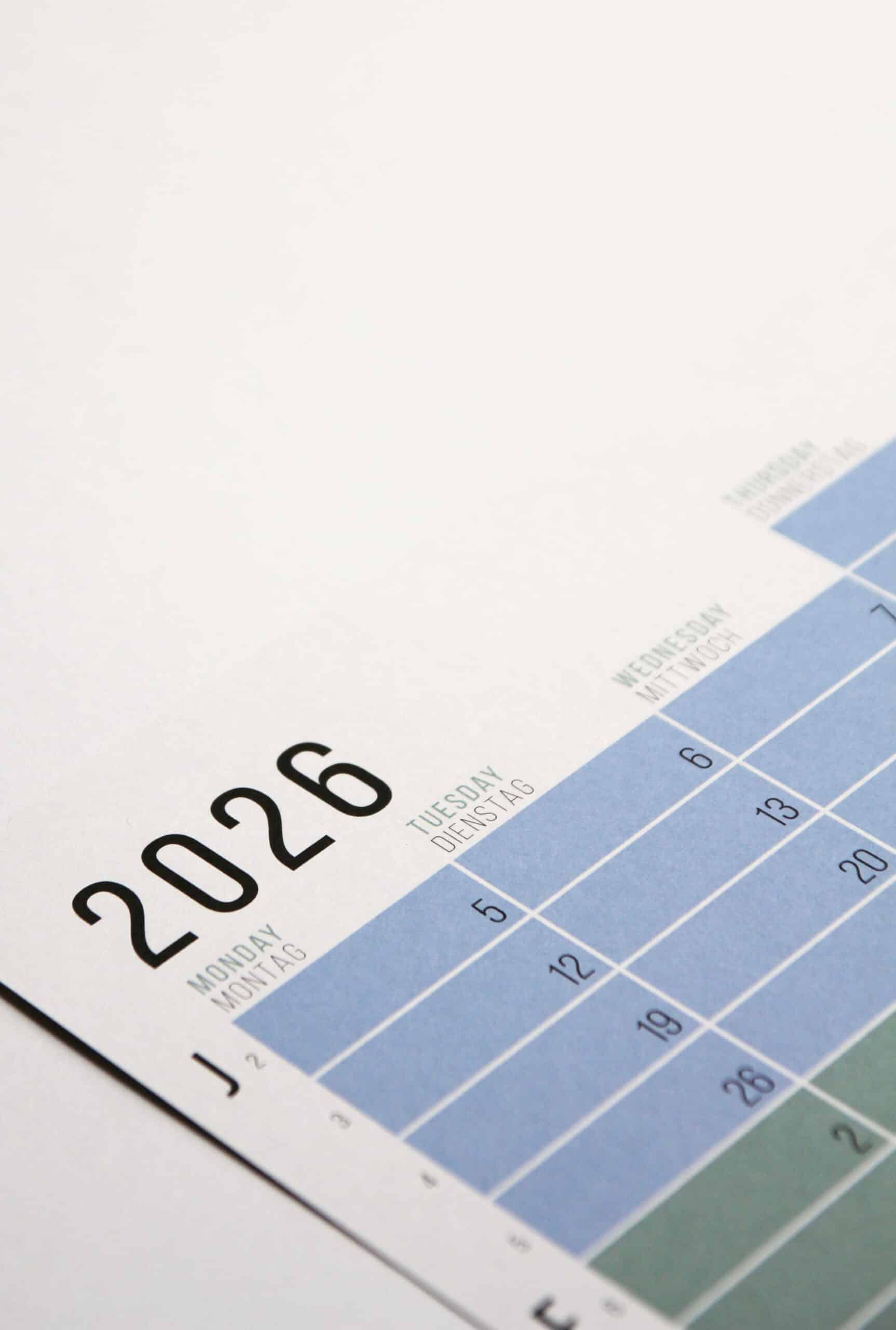Wandkalender 2026 von Wi-La-No Pastell Blau Türkis Salbei Aqua Kalender Jahresplaner 2026 Homeoffice Wallplanner Designkalender
