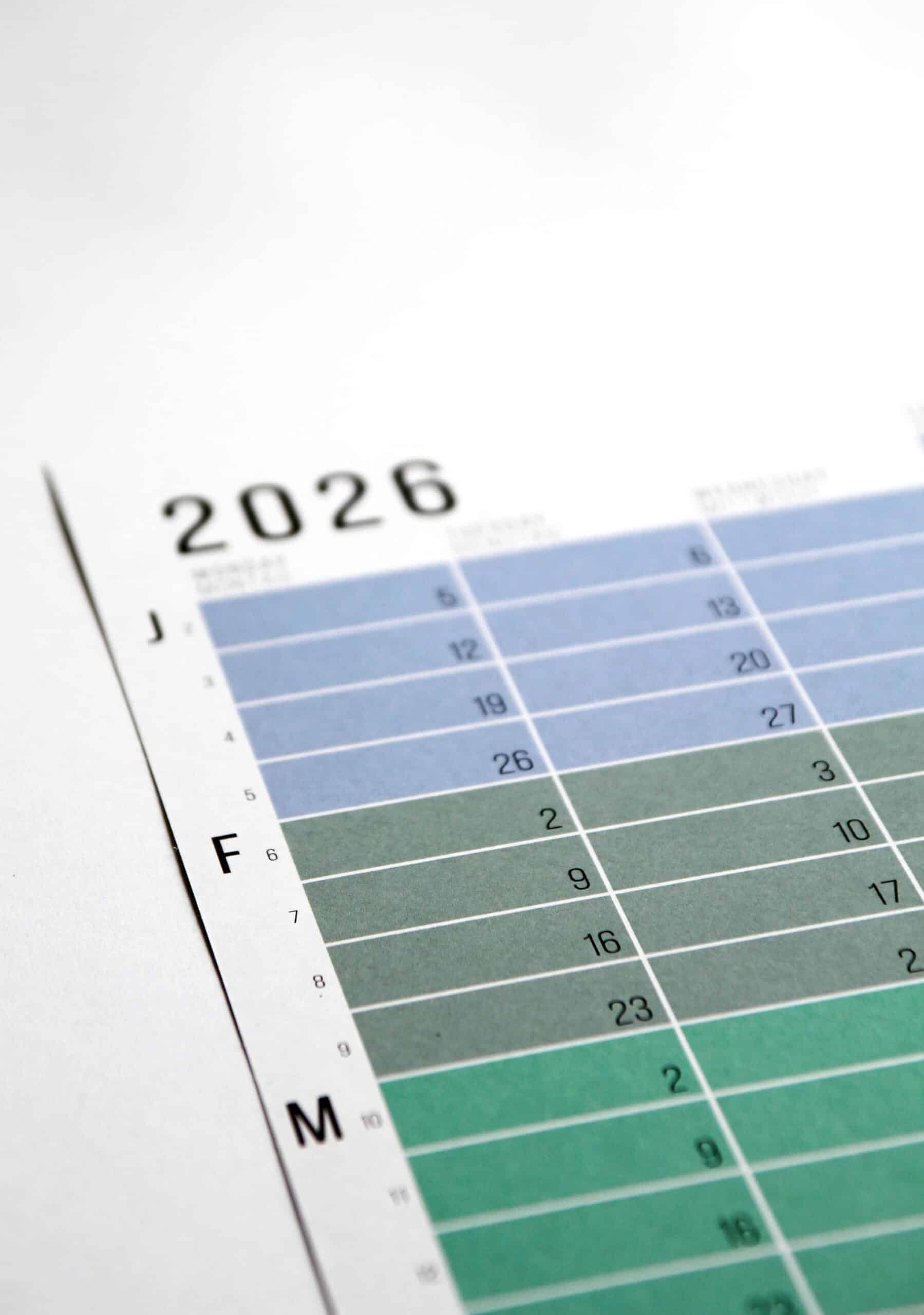 Wandkalender 2026 von Wi-La-No Pastell Blau Türkis Salbei Aqua Kalender Jahresplaner 2026 Homeoffice Wallplanner Designkalender