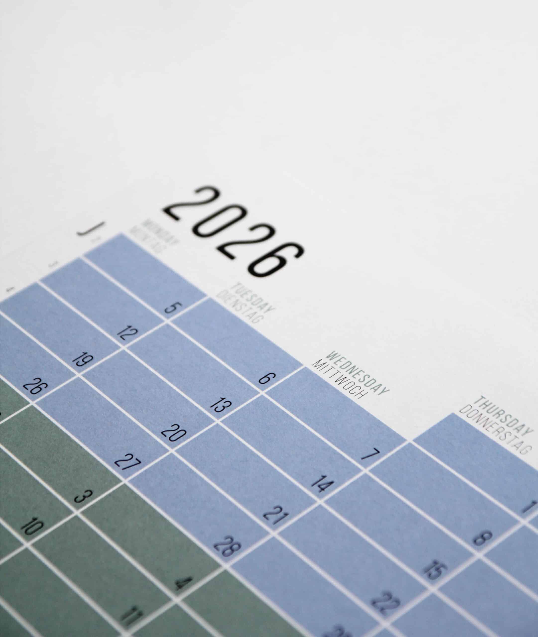 Wandkalender 2026 von Wi-La-No Pastell Blau Türkis Salbei Aqua Kalender Jahresplaner 2026 Homeoffice Wallplanner Designkalender