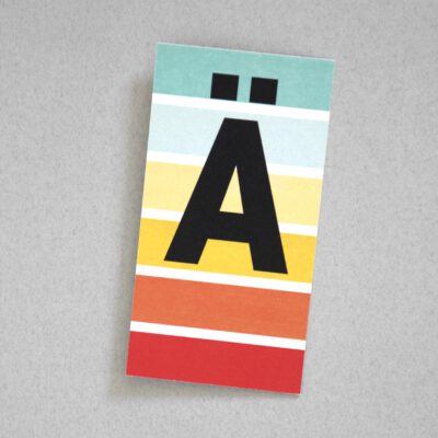 bunt gestreifte Postkarte Buchstabe Ă„ Alphabet