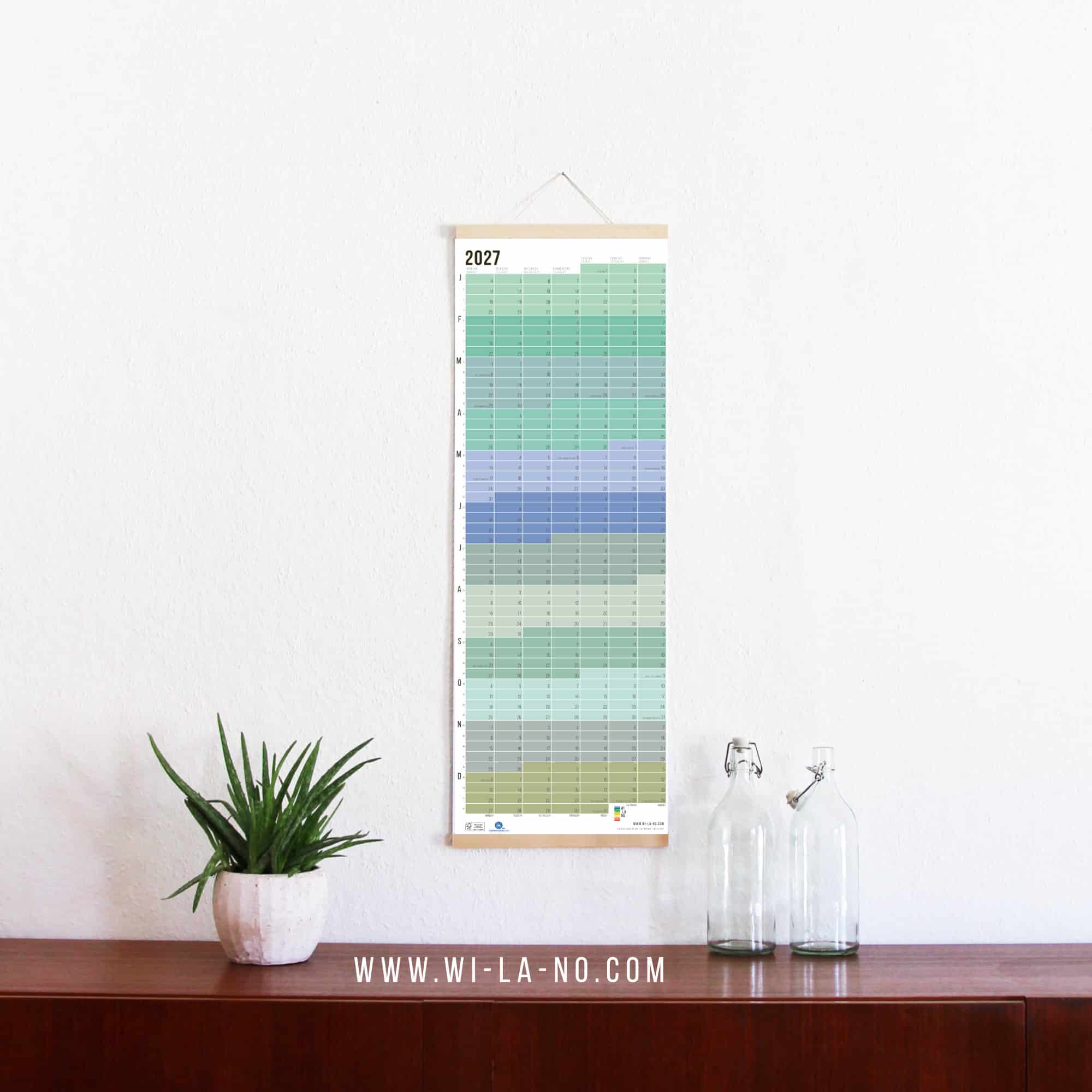 Wandkalender 2027 von Wi-La-No Pastell Kalender Jahresplaner 2027 Homeoffice Wallplanner Designkalender