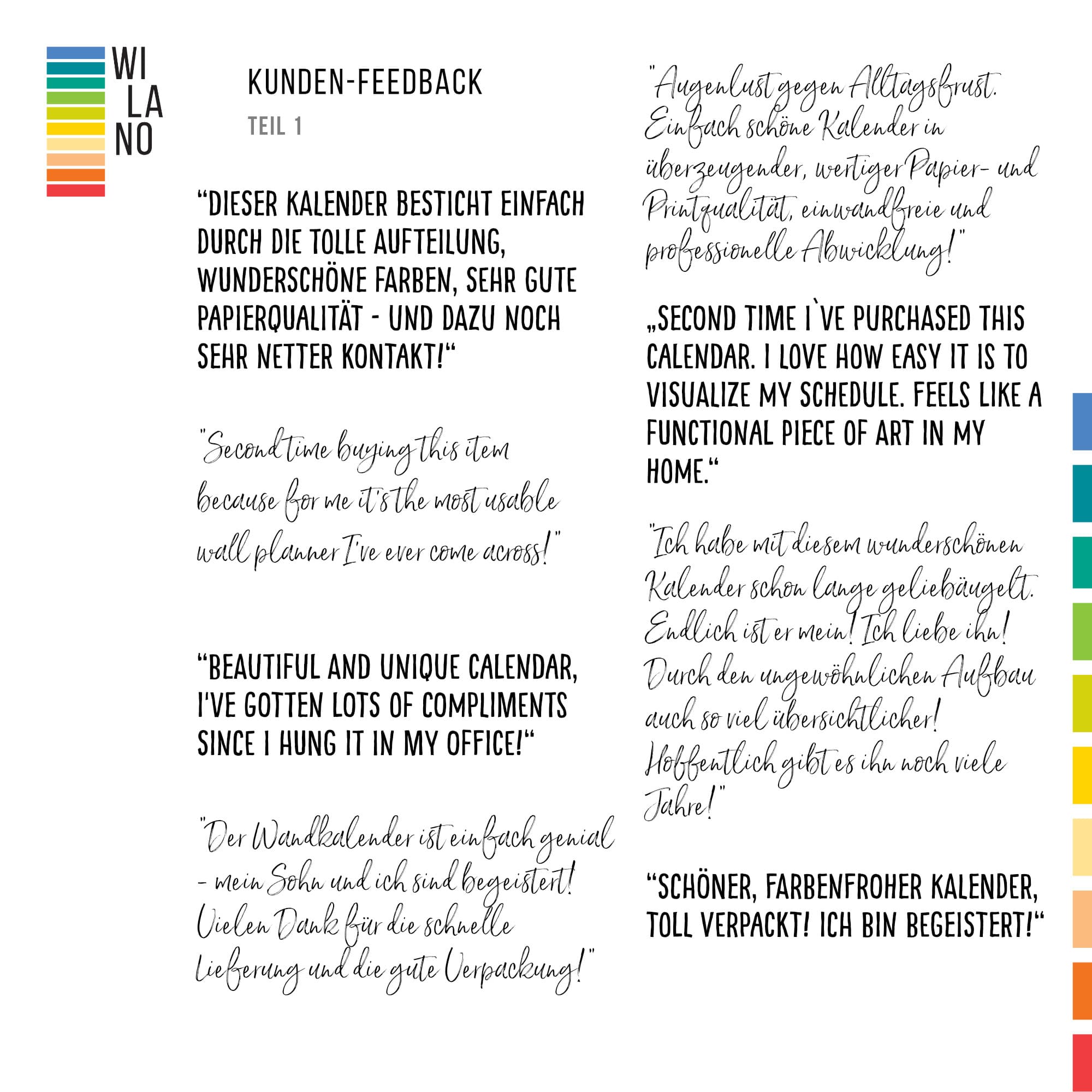 Feedback tolle Bewertungen für Wi-La-No