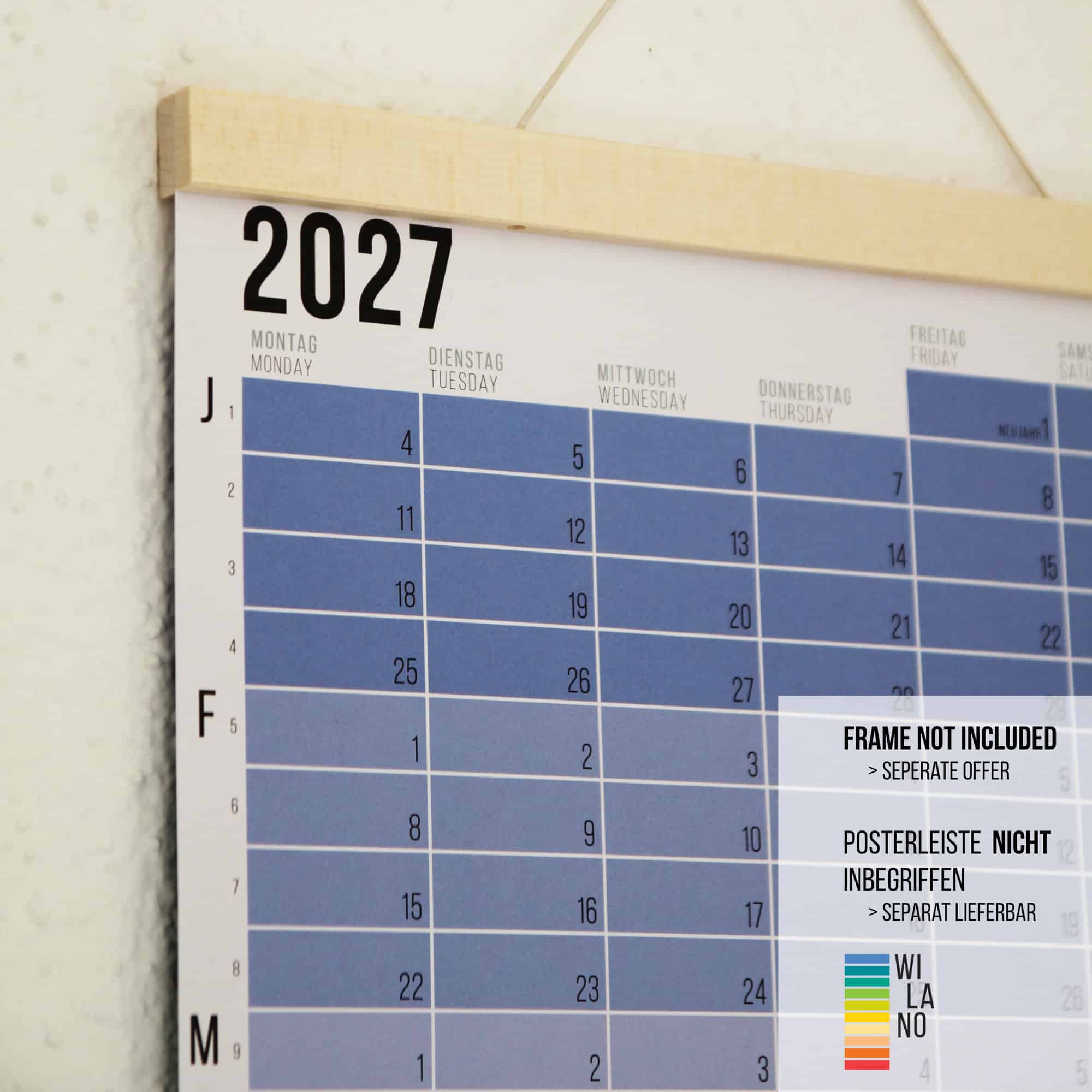 Wandkalender 2027 Blue Hour von Wi-La-No Kalender Jahresplaner 2027 Homeoffice Wallplanner Designkalender