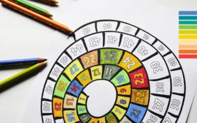 Buntes Ausmalbild für Kinder Countdown-Spirale