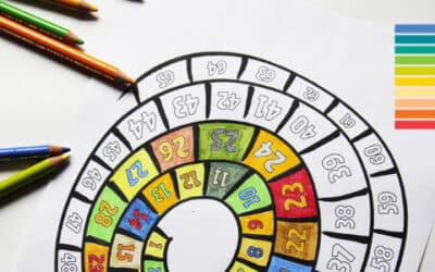 Buntes Ausmalbild für Kinder Countdown-Spirale